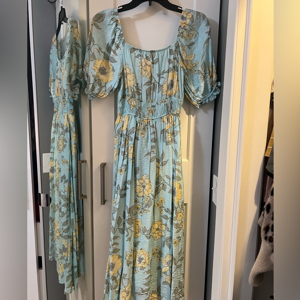 By The River blue floral midi dress